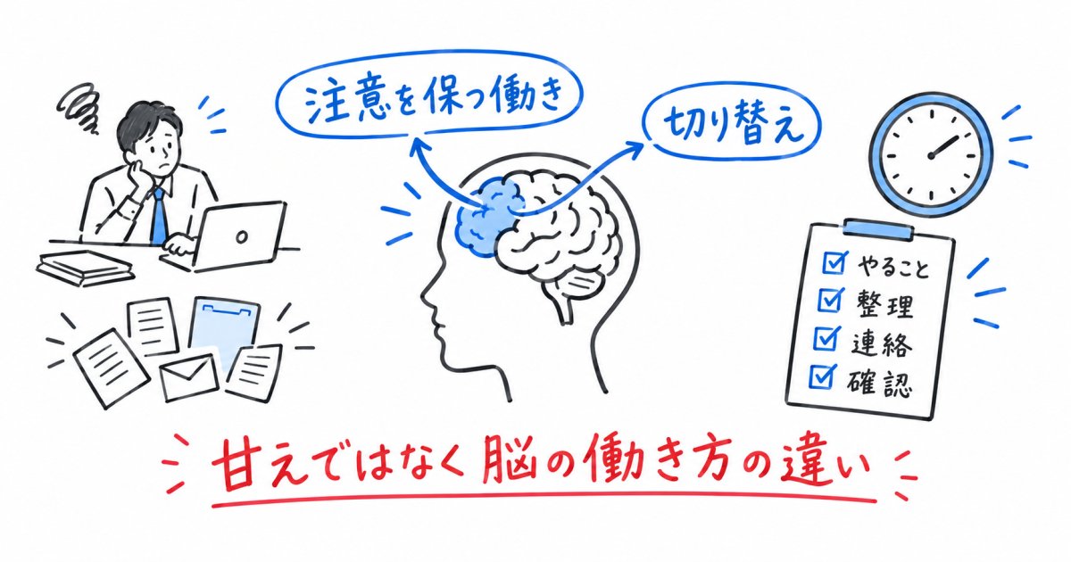仕事でミスが続く大人ADHDは甘えではなく脳機能の特性です