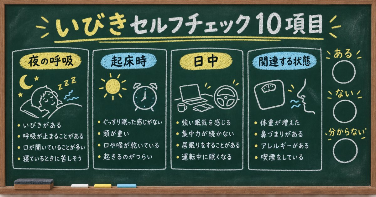 妻と確認する、いびきのセルフチェックリスト10項目